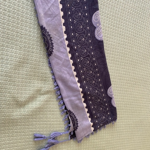 ECHO COTTON BLUE FRINGE SCARF SHAWL - Picture 4 of 14